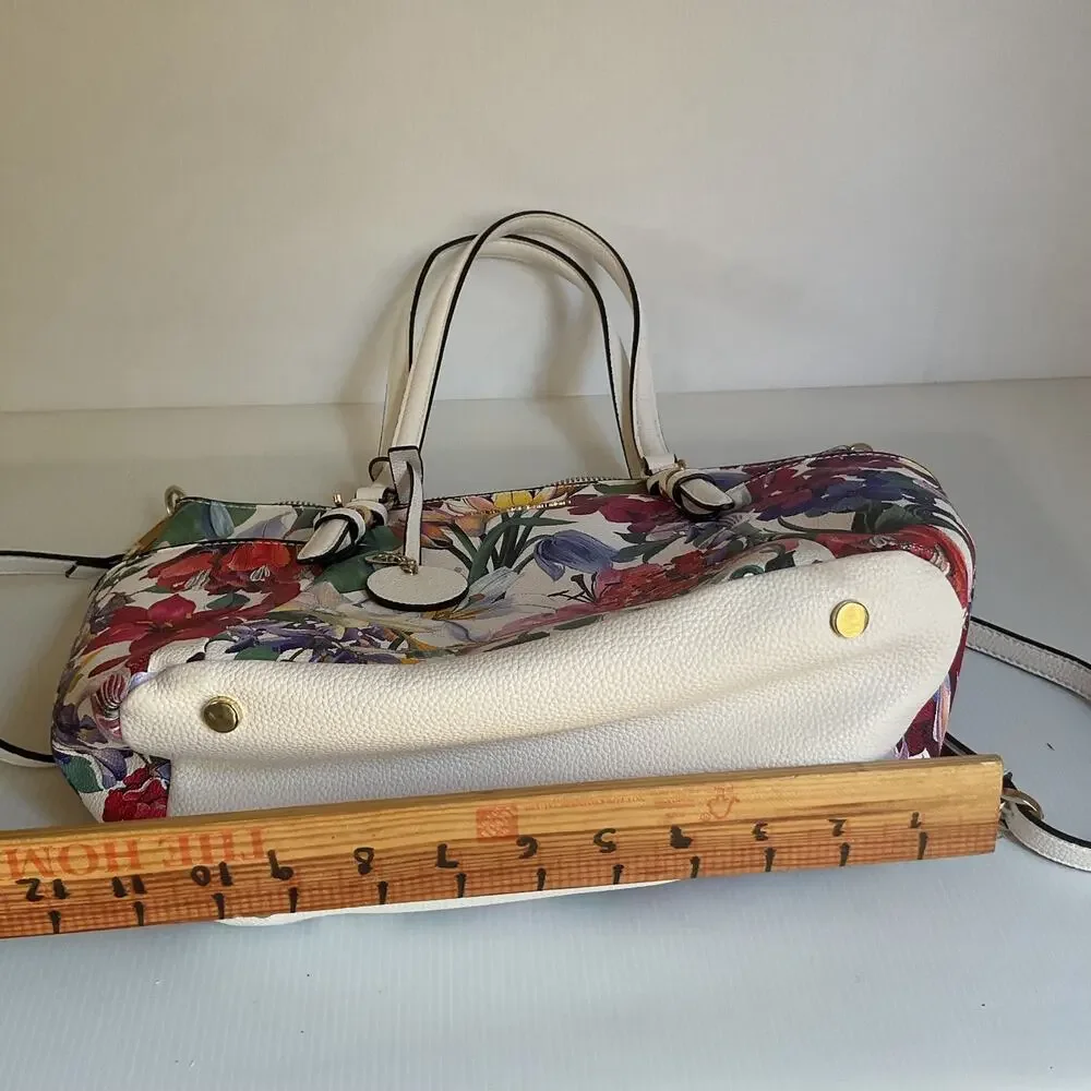 Dana Buchman Floral Satchel Handbag White Multicolor Shoulder Crossbody Bag